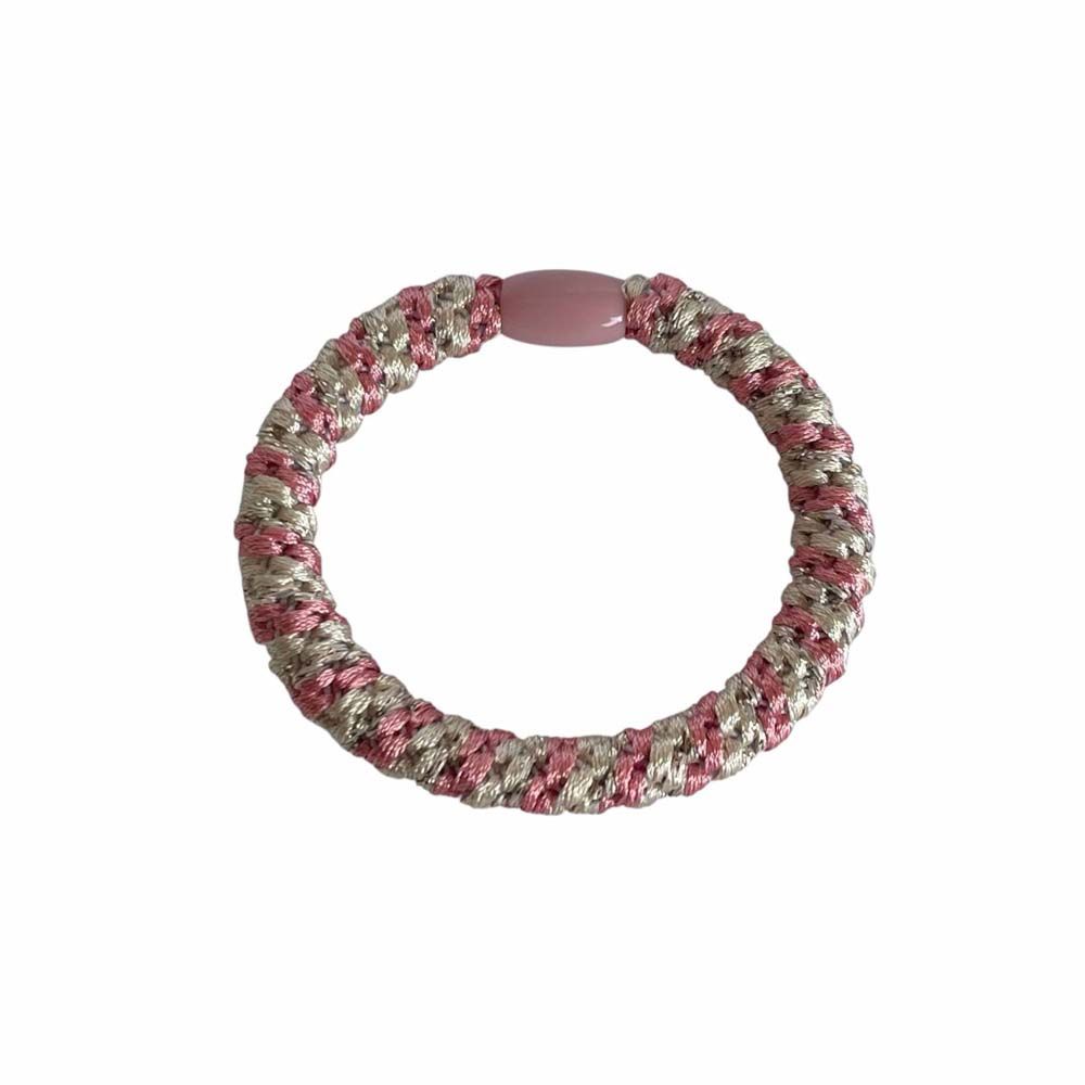 Hårelastik mørk coral-sand med glimmer